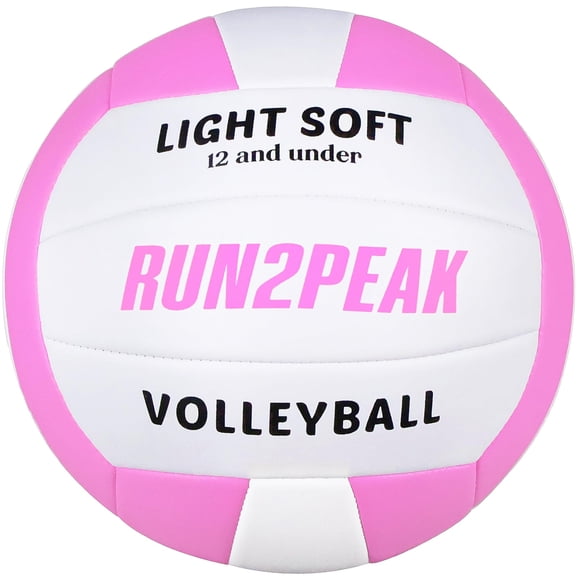 Voleibol RUN2PEAK, ligero y suave, tamaño 5, 230 g, rosa y blanco