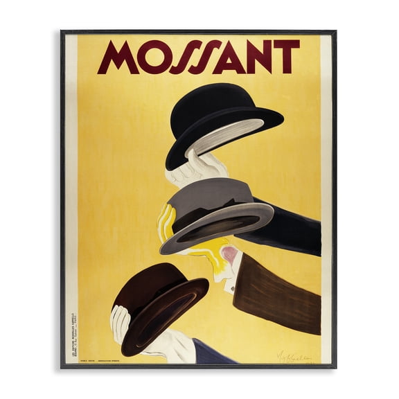 Stupell Industries Vintage Top Hat Advertisement Fashion Painting Black Framed Art Print Wall Art, 11 x 14