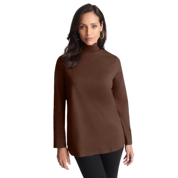Jessica London Women's Plus Size Long Sleeve Mockneck Tee