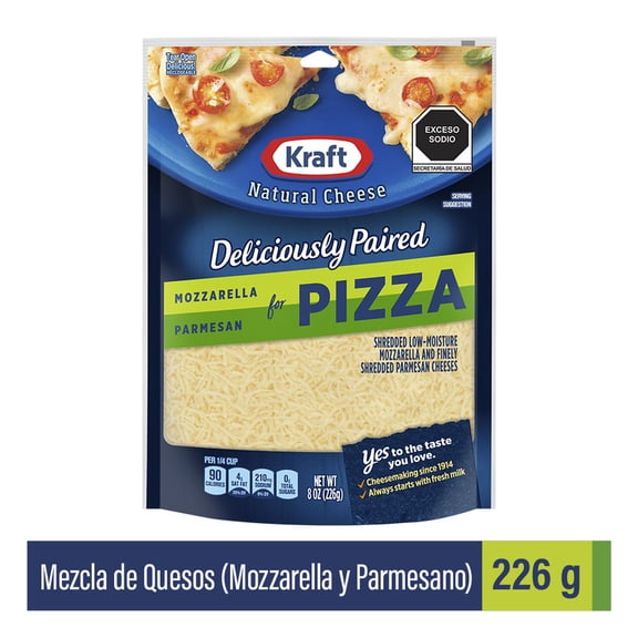 Mezcla de Quesos Kraft Mix Pizza Mozzarella y Parmesano 226 g