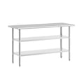 thumbnail image 2 of BizChair Stainless Steel 18 Gauge Work Table with 2 Undershelves - 60"W x 24"D x 34.5"H, NSF, 2 of 8
