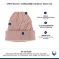 thumbnail image 4 of CTM  Solid Braided Knit Winter Beanie Hat (Women), 4 of 4