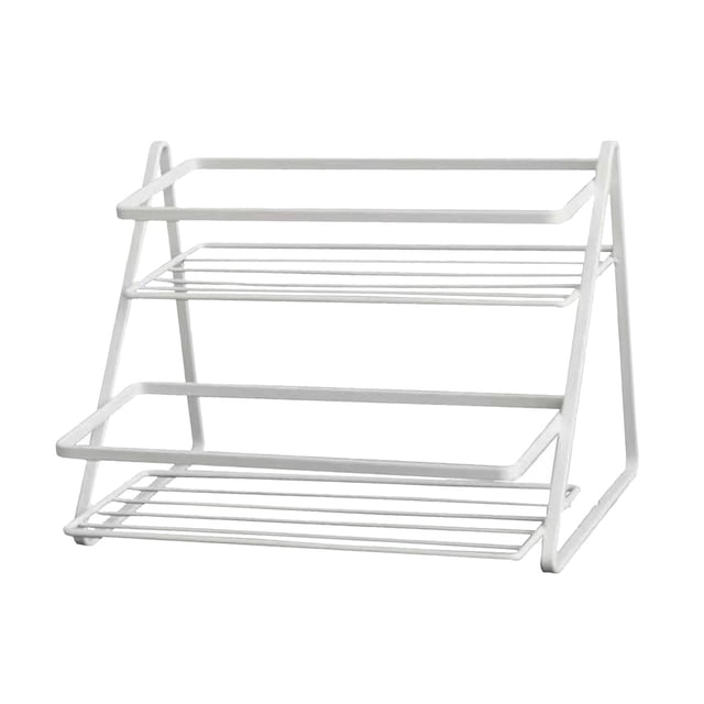Countertop Storage Rack, Durable Spice Rack Organizer 2 Tiers for Home Kitchen Black,White