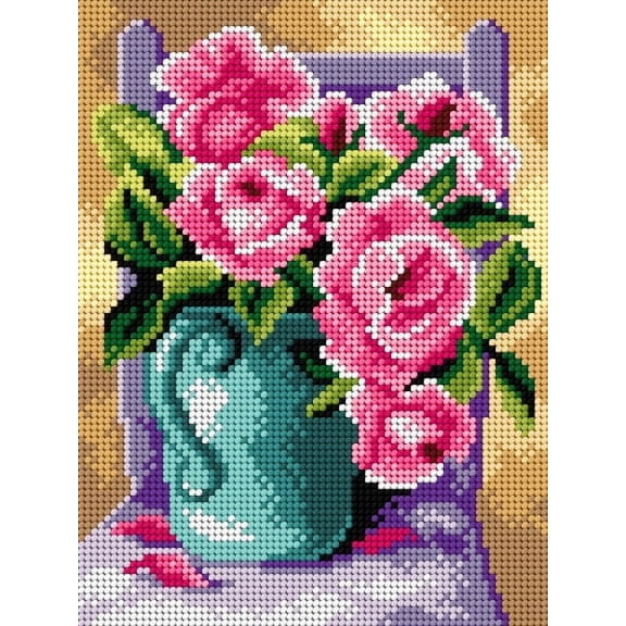 Needlepoint canvas for halfstitch without yarn Still Life with Roses 2893F - Printed Tapestry Canvas