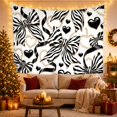 thumbnail image 3 of Zebra Stripe Bows Among Black Hearts and Pearls, Playful Maximalist for Fashion Fans, Bow and Heart Decor, Birthday Gift, Tapestry Wall Hanging for Bedroom and Dorm, 3 of 7