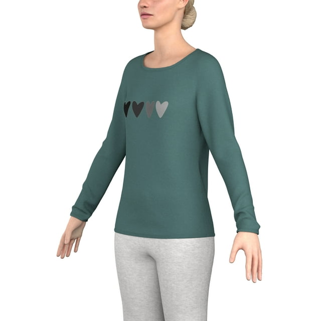 Chandail en modal à Manches Longues pour Femmes, Doux et Confortable, Mode, Col Ras du Cou, avec Imprimé Graphique