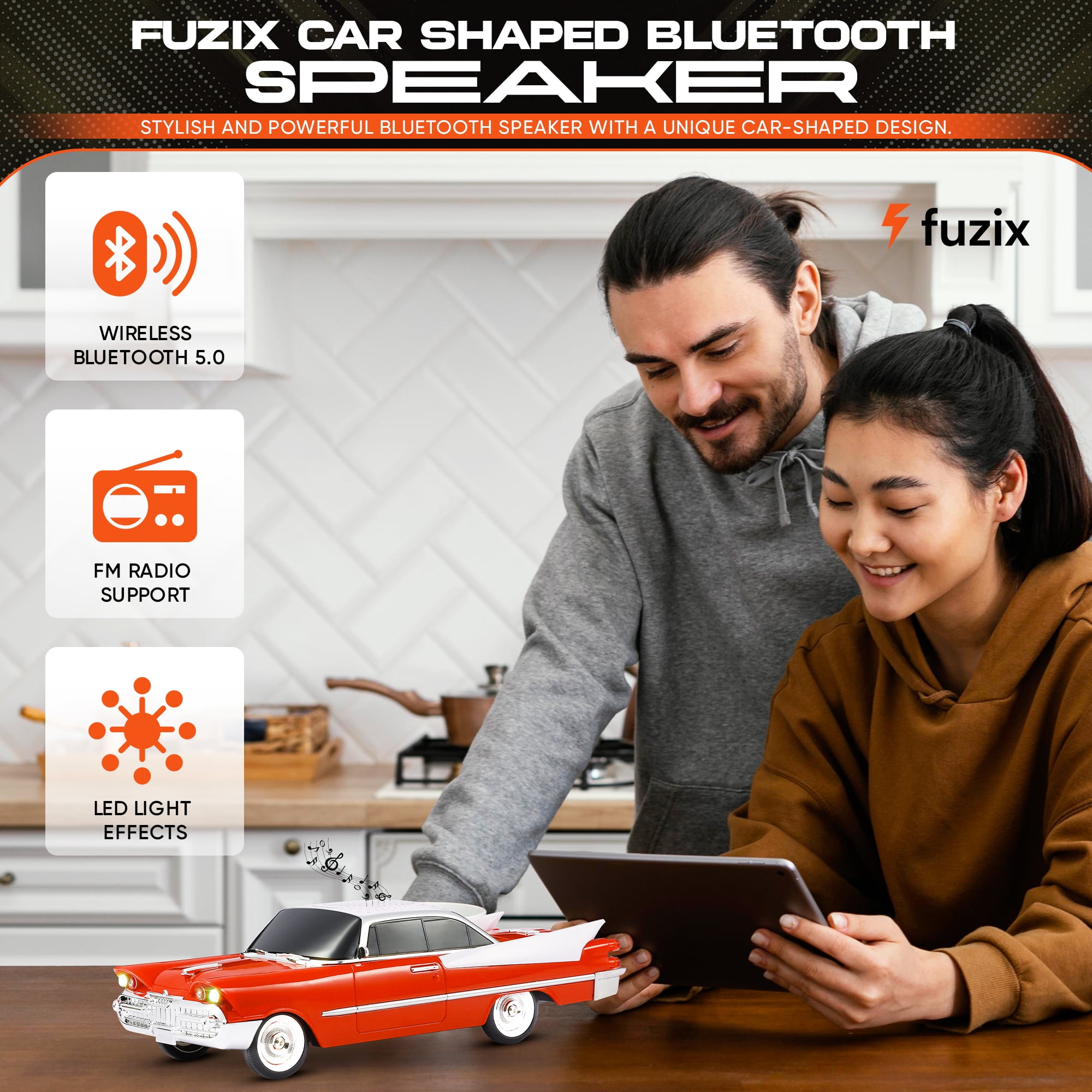Fuzix WS-1965 Car Bluetooth Portable Speaker with LED AUX USB FM Rechargeable