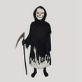 thumbnail image 5 of GYRATEDREAM Grim Reaper Costume Kids Boys Red Skull Reaper Cosplay Halloween Costume Scary Skeleton Outfit with Scythe Accessories for 10-12Y Luminous black, 5 of 9