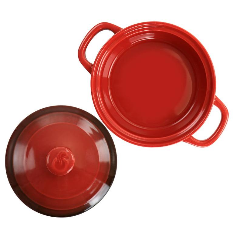 JoyJolt Joyful 4-Piece Glass Oven Dish Set - Red