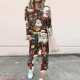 thumbnail image 2 of ChaoHeng Tracksuit for Women Sweatsuit Print Long Sleeve Casual 2 Piece 2025 Christmas Fashion(Navy,S), 2 of 5