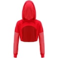thumbnail image 4 of Aislor Kids Girls Mesh Long Sleeve Drawstring Hooded Crop Top for Hip Hop Jazz Dance Costume Red 16, 4 of 7