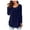 Navy, variant on Women Tops U Neck Daily Casual Blouse Pullover Parties Basic Ladies Solid Clubbing Regular Long Sleeve Fashion Loose