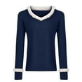 thumbnail image 4 of Lindreshi Christmas Sweatshirts for Women Women's Solid V-Neck Collar Long Sleeved Top, 4 of 4