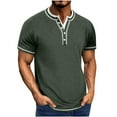 thumbnail image 2 of Mingw T Shirts for Men Men's Vintage Patchwork T Shirt Crew Neck Tee Button Down Neck, 2 of 6