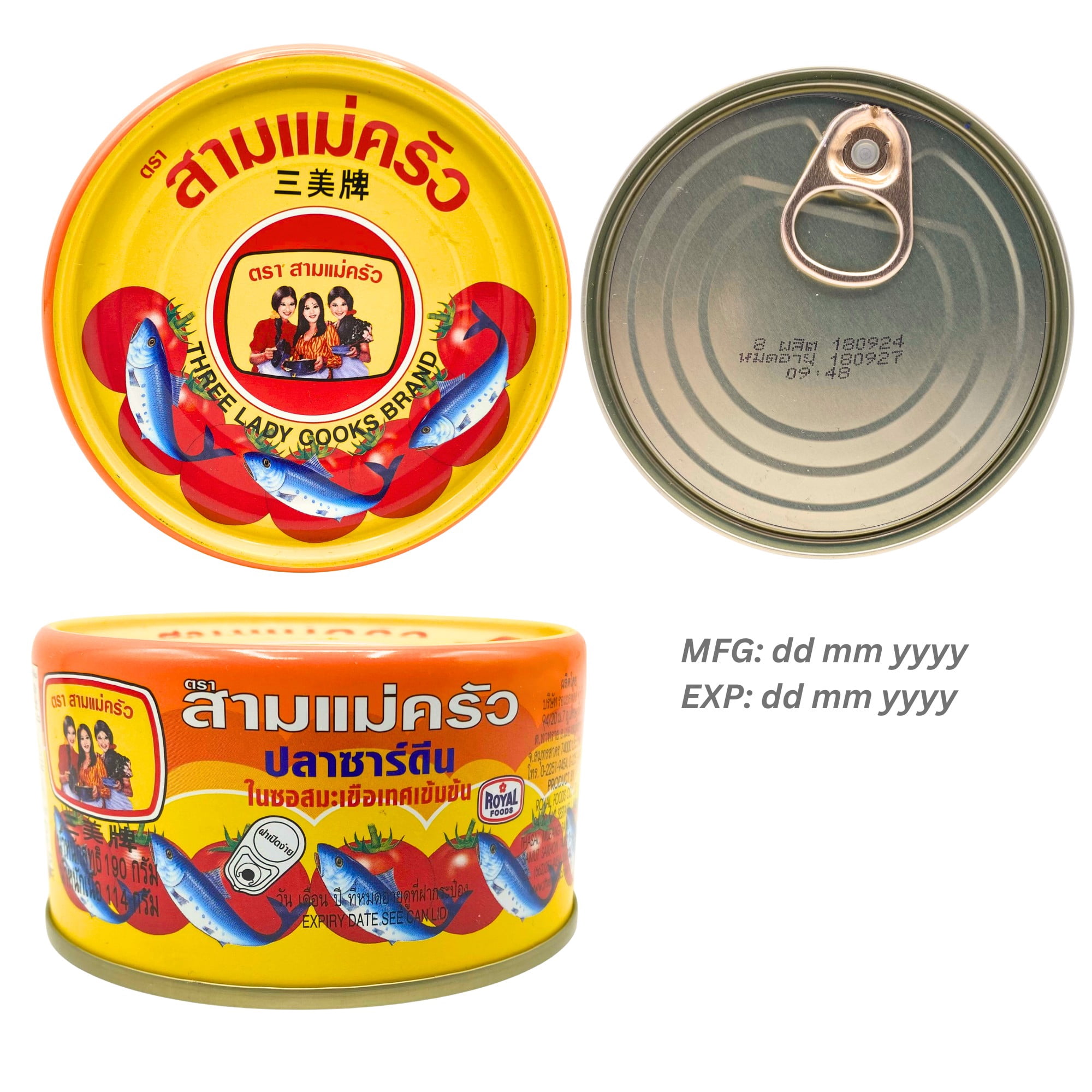 (6 pack) THREE LADY COOKS Canned Sardines in Concentrated Tomato Sauce, 6.7 oz, Wild Caught Sardines, Ready-to-Eat Thai Canned Seafood