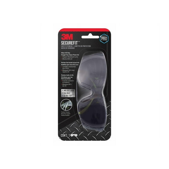 3M Safety Glasses, SecureFit 400 Series Protective Eyewear, Clear Lens, Anti-Fog, SF401AF