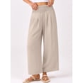 thumbnail image 2 of Pantalones Palazzo ANRABESS para mujer, cintura alta, pierna ancha, color almendra, 2 of 6