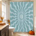 thumbnail image 2 of Abstract Sun Shower Curtain, Waterproof Shower Curtains for Bathroom, Middle Century Bohemia Sunshine Retro Blue Washable Fabric Bathtub Curtain Set Bath Decor with 12 Hooks 48"x72", 2 of 8