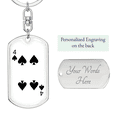 thumbnail image 2 of 4 of Spades Gambler Stainless Steel or 18k Gold Premium Swivel Dog Tag Keychain, 2 of 16