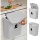 thumbnail image 1 of Cubo de basura colgante para cocina, cubo de basura para armario con tapa para puerta de armario, apto para cocina, baño, inodoro, dormitorio, sala de estar, oficina (gris), 1 of 4