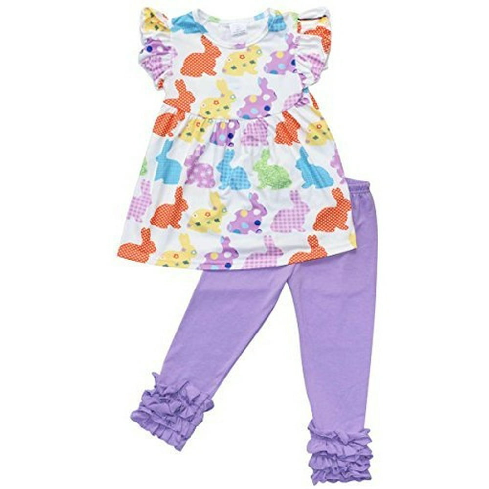 Unique Baby Unique Baby Girls Funky Easter Bunny Easter Outfit (2T/XS, Purple)