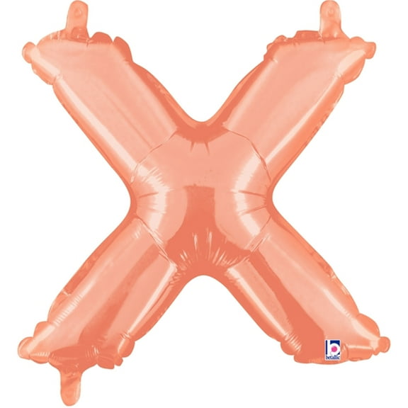 Air Filled Rose Gold Letter X Balloon 14"