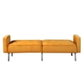 thumbnail image 5 of Convertible Folding Futon Sofa Bed with Adjustable Backrest, Modern Linen Upholstered Couch with 2 Pillows and 6 Metal Legs, Comfy Loveseat for Living Room Bedroom Apartment, Yellow, 5 of 6