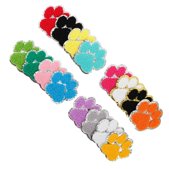 CTIRCHIU 16Pcs Multipurpose Pet Paw Print Iron on Patches for Repair and Decorative Sewing