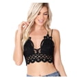 thumbnail image 2 of Women’s Crochet Sexy Lace Bralette with Removable Pads and Cross Back Adjustable Strap (Black, X-Large), 2 of 3
