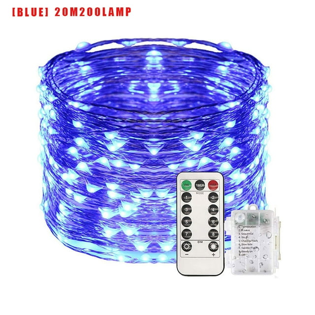 USB LED Light String Home Office Garden Waterproof Remote Control Timer Lamp String 20m 200LEDs Blue