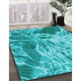 thumbnail image 3 of Ahgly Company Machine Washable Indoor Square Transitional Bright Cyan Blue Area Rugs, 3' Square, 3 of 7