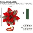 thumbnail image 6 of RECUTMS 10 Pcs Christmas Glitter Poinsettia Faux Flowers Christmas Flowers Decorations Wedding Xmas Tree New Year Ornaments (Red), 6 of 7