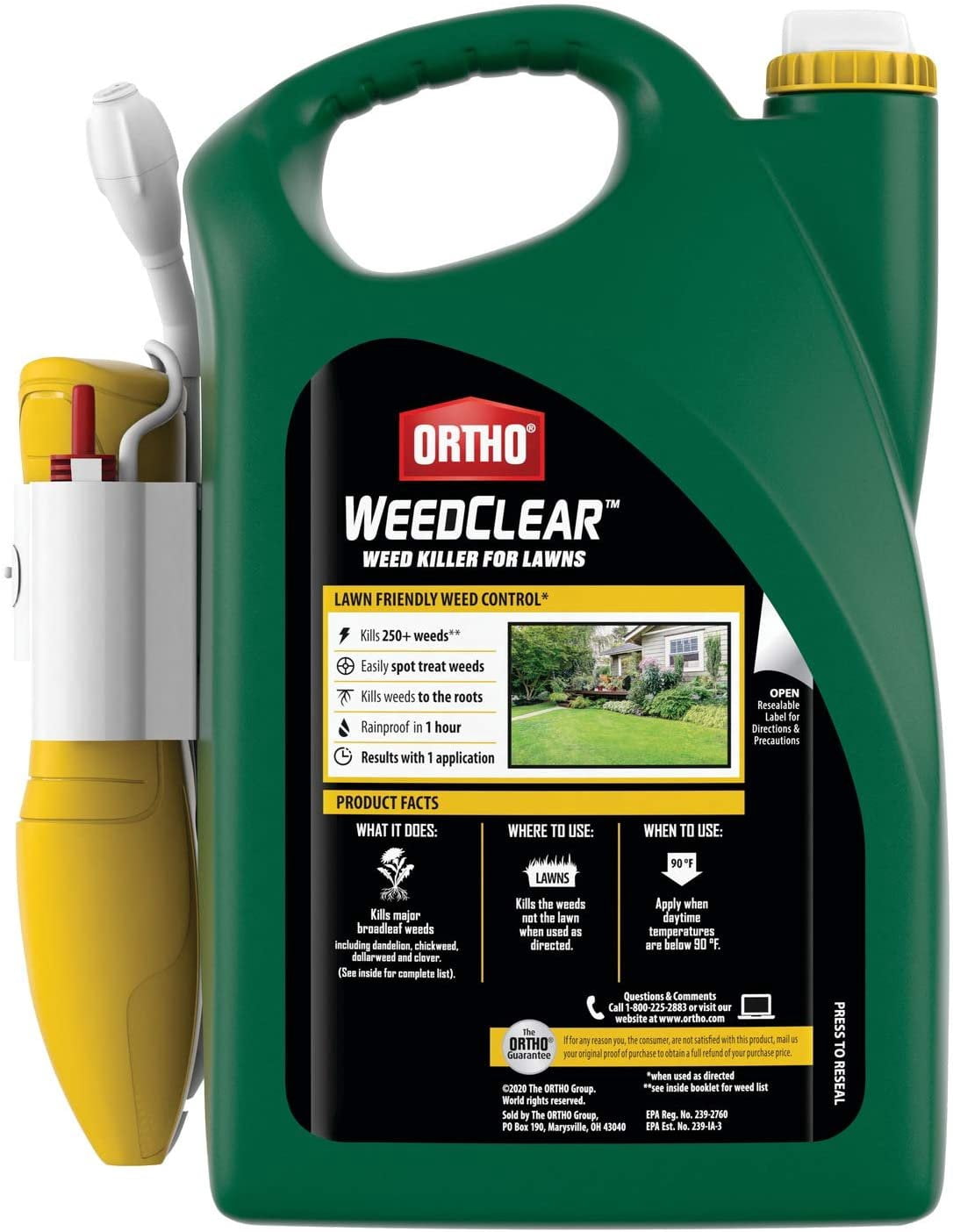 Ortho WeedClear Weed Killer for Lawns: with Comfort Wand, Won't Harm Grass When Used as Directed, Kills Dandelion & Clover, 1 gal.