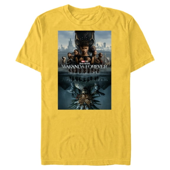 Marvel Black Panther: Wakanda Forever Two Worlds Reflection - Short Sleeve Blended T-Shirt for Adults - Customized-Yellow