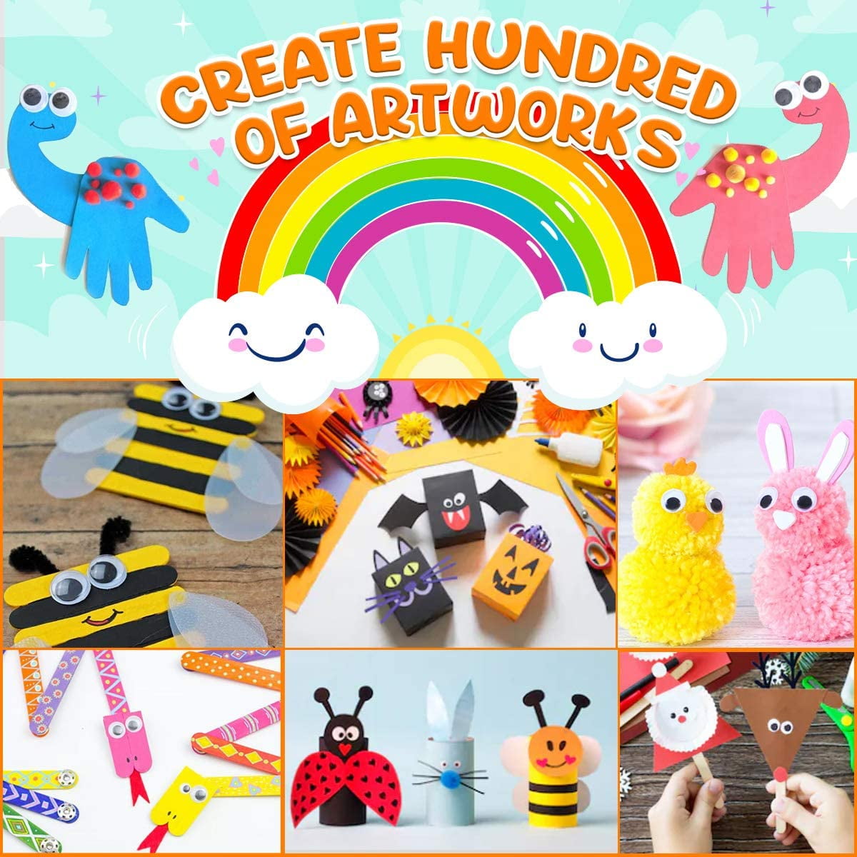 1200Pcs Kids Arts and Crafts Supplies Kit DIY Crafting Collage Arts Set  Material