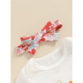 thumbnail image 5 of vera natura Baby Girl Birthday Set Letter Print Short Sleeve Romper with Floral Flare Pants and Headband 3 Pcs Outfit, 5 of 9