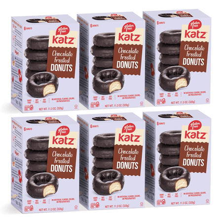 Katz Gluten Free Chocolate Frosted Donuts |Gluten Free Dairy Free Nut Free Soy Free Kosher | (6 Pack 11.3 Ounce Each)