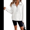thumbnail image 3 of Sudadera Corta de con Cuello Alto y Media Cremallera para Mujer, Bolsillos y Abertura para el Pulgar. M, 3 of 10