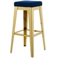 thumbnail image 1 of Modern Deco Contemporary Urban Bar Pub and Dining Kitchen Stainless Bar Side Stool Chair, Velvet Fabric Metal Steel, Gold Navy, 1 of 4
