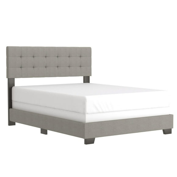 Modern Fabric Upholstered 60" Queen Bed in Light Grey