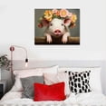 thumbnail image 4 of Nawypu  Animal Pig Wall Art Wood Pig with Wreath Canvas Print Rustic Farmhouse Animal Poster Painting for Nursery Living Room Decor, 4 of 4