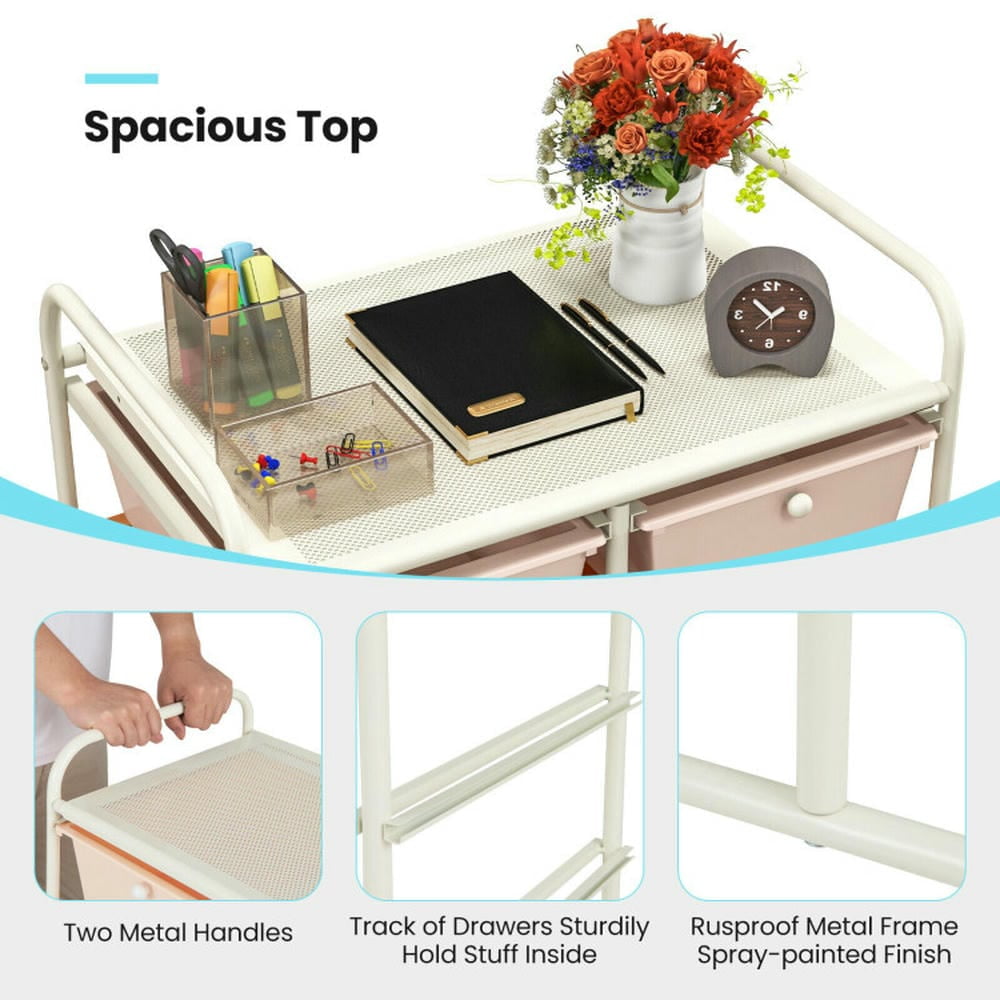 Canddidliike 10-Drawer Rolling Storage Cart, Craft Organizers and Storage, Multipurpose Organizer Cart for Home, Office, School, Multicolor
