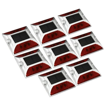 Road Studs - Unique Bargains 8pcs Solar Road Stud Light Marker Lighting Security Warning Lamp 6LED Red