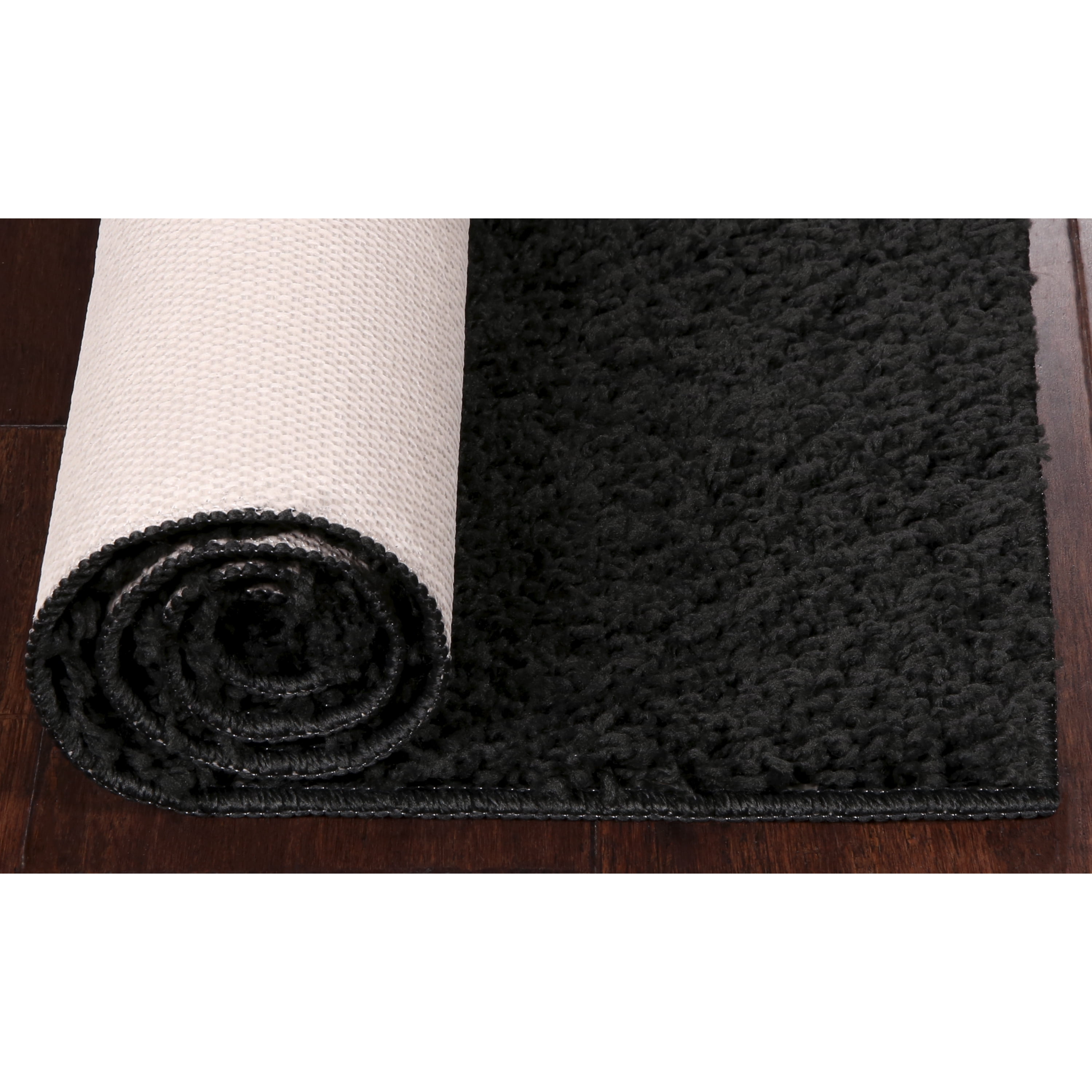 Mainstays Machine Washable Solid Shag Area Rug, Black, 3 ft x 4 ft 8 in