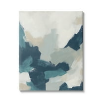 Stupell Abstract Blue & Cream Brush Strokes Abstract Painting Gallery Wrapped Canvas Print Wall Art