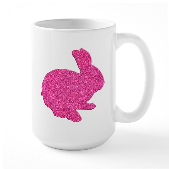 CafePress - Pink Glitter Easter Bunny Mugs - 15 oz Ceramic Large White Nolvety Mug