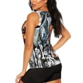 thumbnail image 3 of Xecao Four Running Horses print women's scoop neck, loose-fit workout tank tops for the gym., 3 of 9