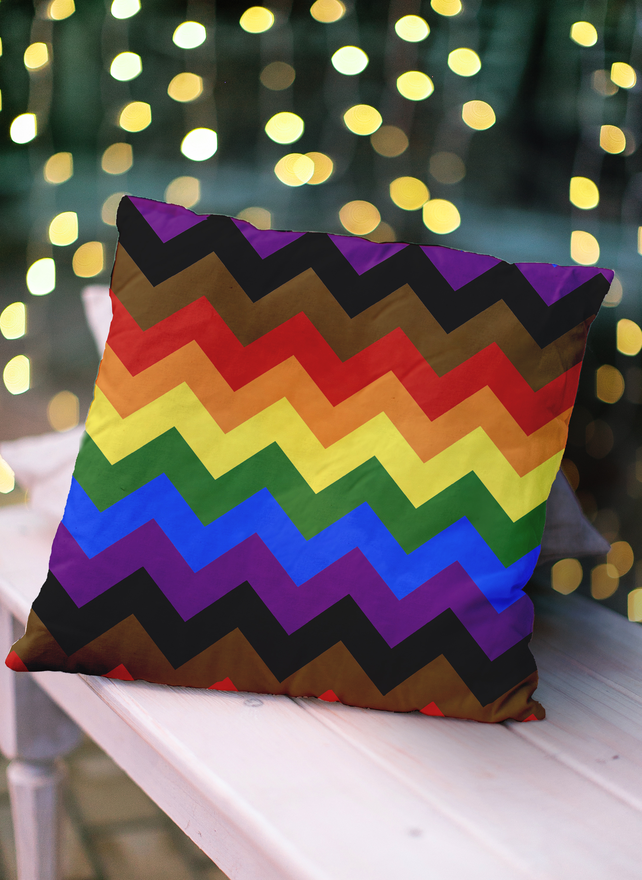 Simply Daisy 20" x 20" Contemporary Chevron Pride Day Polyester Throw Pillow
