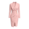 thumbnail image 4 of Womens Long Sleeve Cocktail Dresses Pearls Strap Bodycon Midi Dress for Wedding, Prom, Cocktail Party, Bridal Shower Pink M, 4 of 7