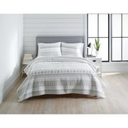 Better Homes & Gardens Gray Aztec Stripe Cotton Quilt, Full/Queen
